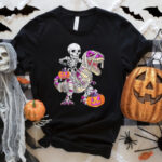 Best Halloween Shirts - Skeleton riding Dinosaur