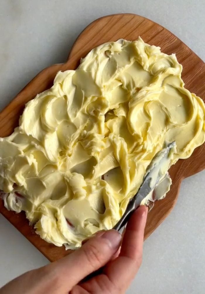 How to Make a Butter Board - spreading butter