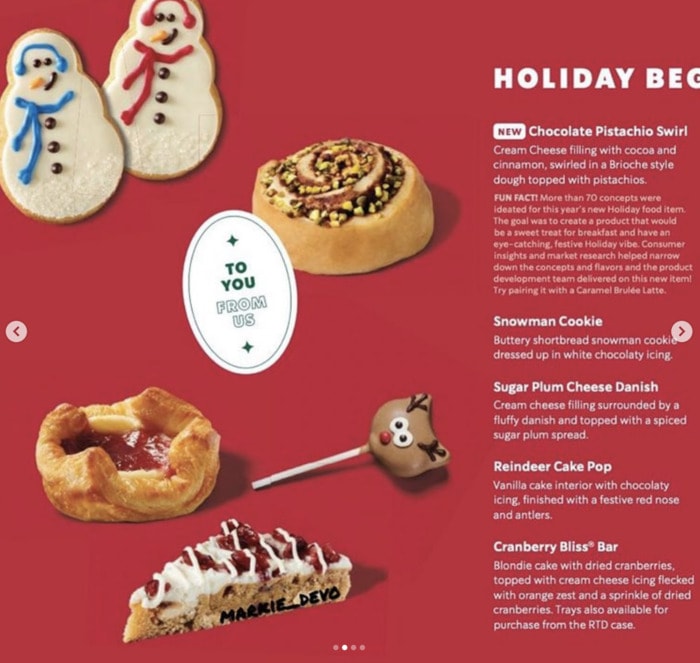 Starbucks Holiday Menu 2022 - Food Items