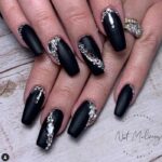 Black Nails - Matte Black Nails With Rhinestone Bling