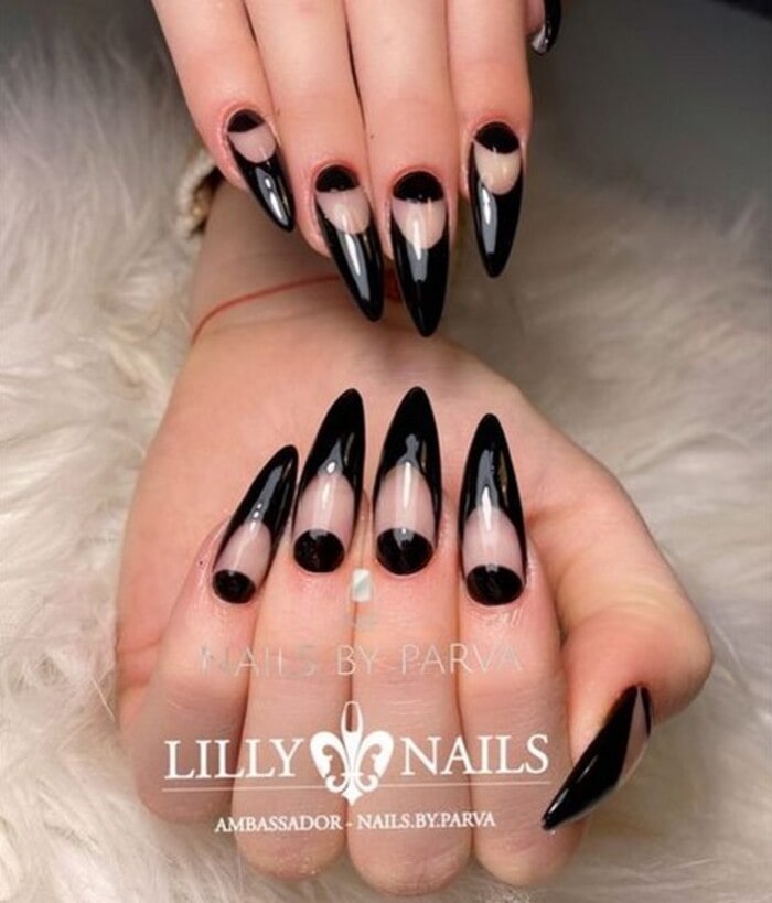 Black Nails - Black Tips With Negative Space