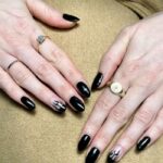 Black Nails - Black Fire Accent Nail Design