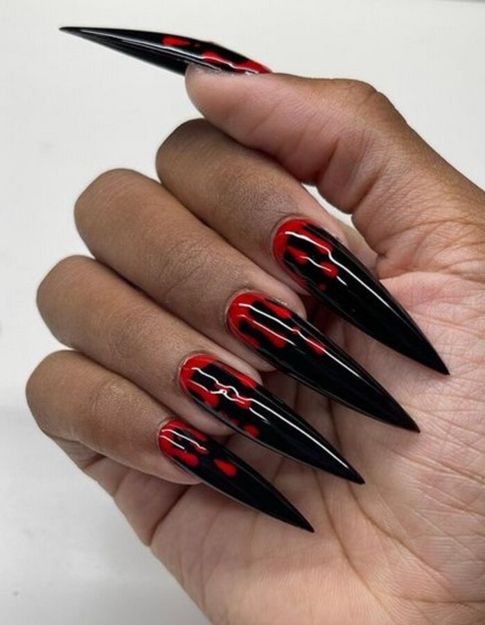 Black Nails - Bloody Black Acrylic Nails