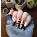 Black Nails - Black Butterfly Nail Design