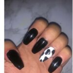 Black Nails - Cow Print Accent Nail