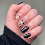 Black Nails - Cute Cow Nail Accent