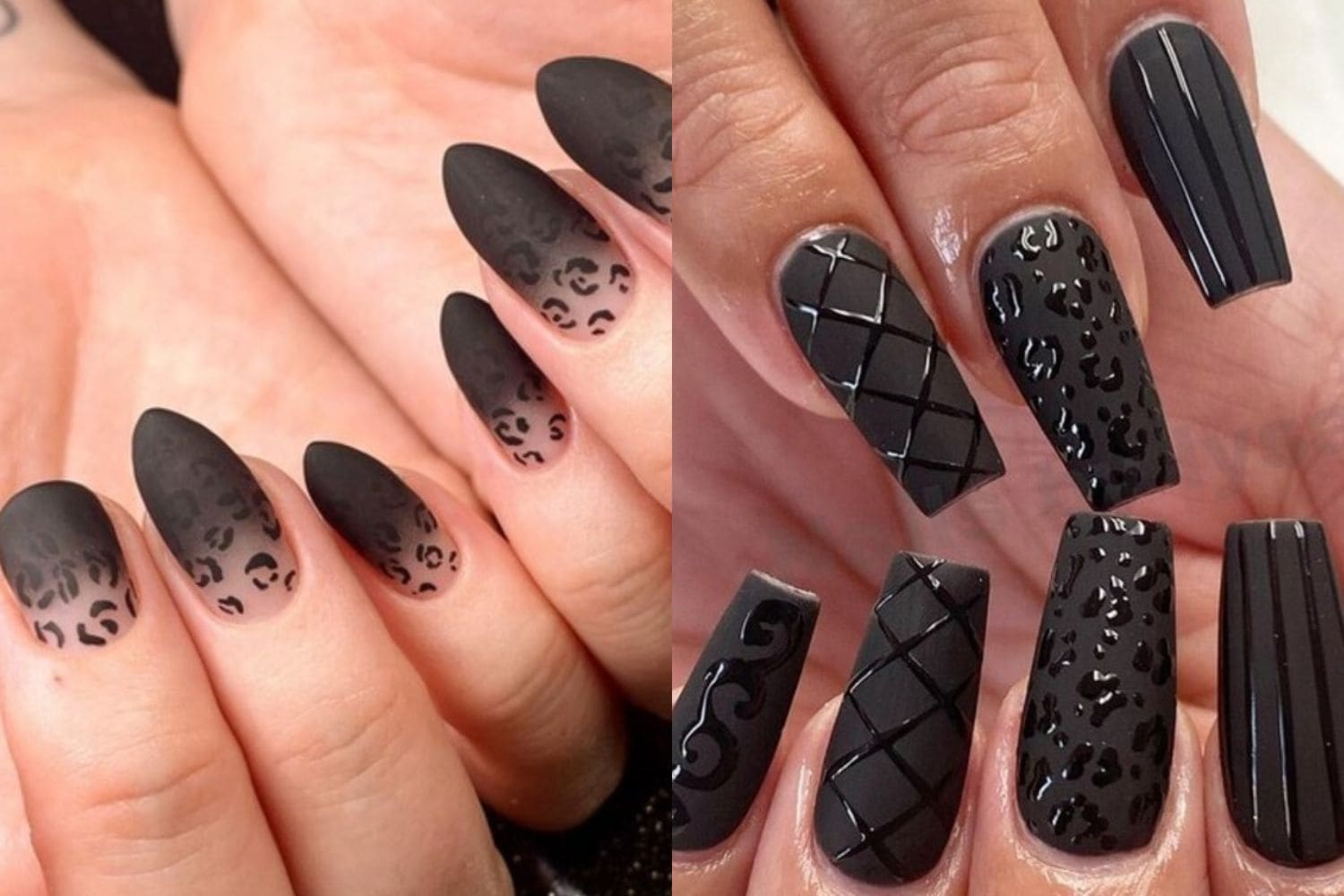 2. Matte Black and White Nail Art for a Sleek Look - wide 7