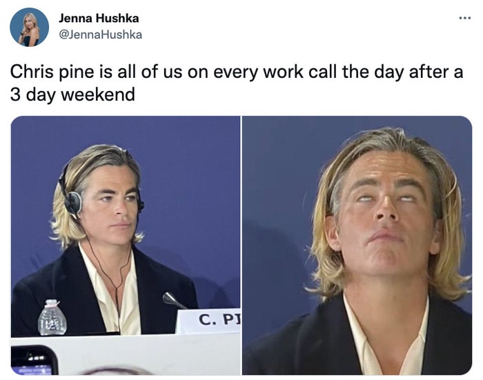 Chris Pine Don't Worry Darling Premiere Memes Tweets - three day weekend