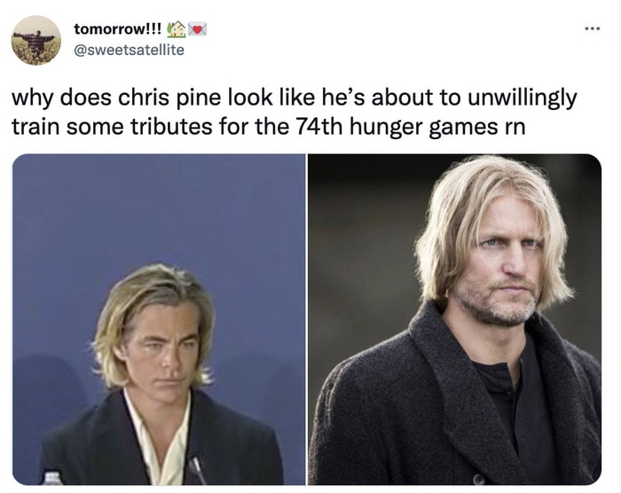 Chris Pine Don't Worry Darling Premiere Memes Tweets - hunger games
