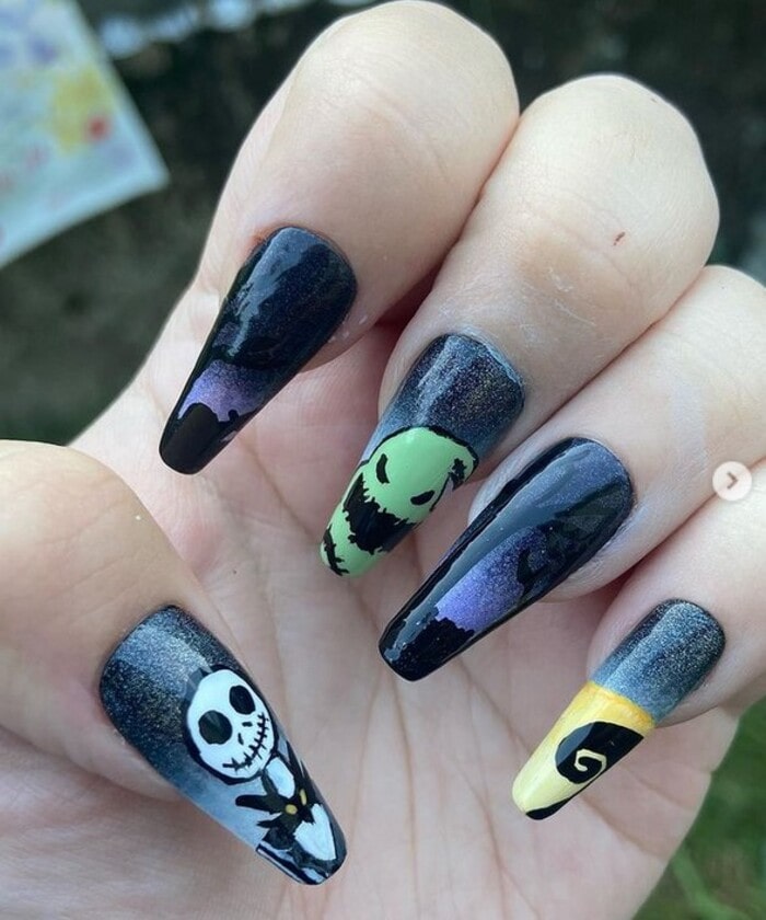 Halloween Nails - Nightmare Before Christmas Nails