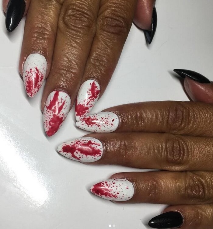 Halloween Nails - Blood-Spattered Nail Design