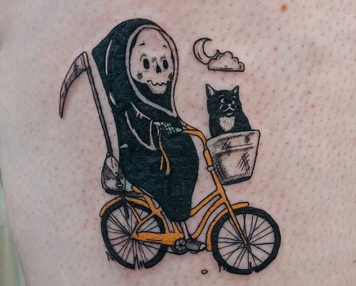 Halloween Tattoos - Grim Reaper on Bike