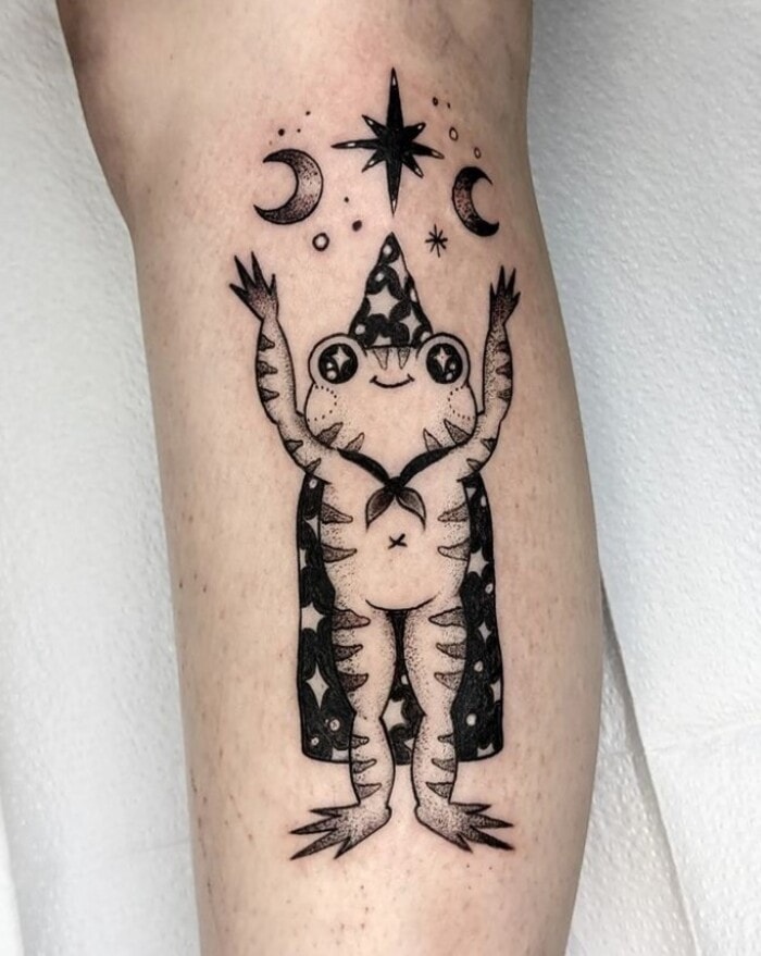 Halloween Tattoos - Wizard Frog