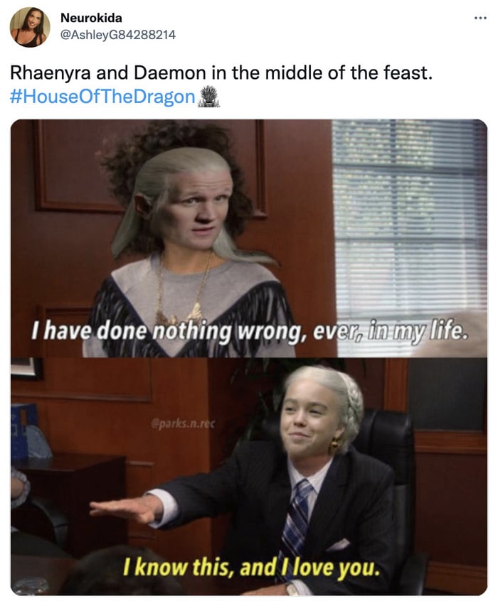 House of the Dragon Episode 5 Memes - daemon and rhyenera ive done nothing wrong