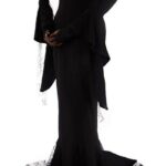 Morticia Addams Costume - Black Dress with Long Sleeves
