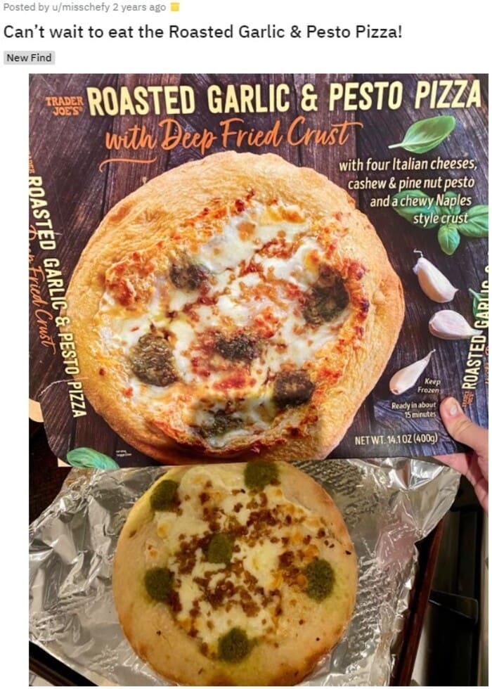 Trader Joe's Pizza - Roasted Garlic and Pesto Pizza with Deep Fried Crust