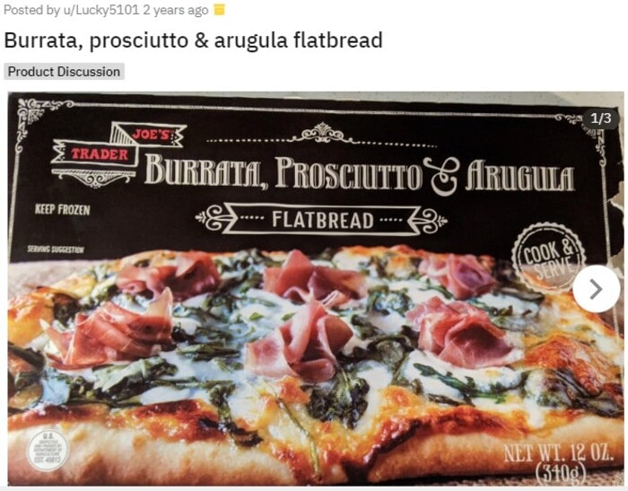 Trader Joe's Pizza - Burrata, Prosciutto, and Arugula Flatbread