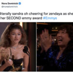Zendaya Emmy Memes 2022 - sandra oh cheering