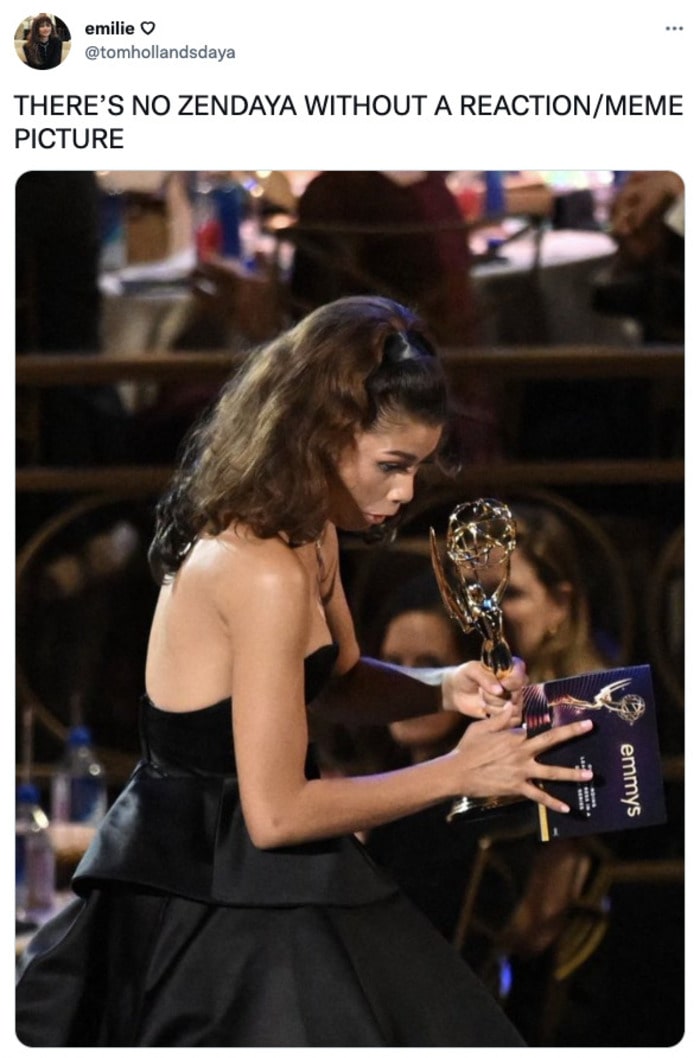 Zendaya Emmy Memes 2022 - zendaya with award