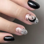 Cute Halloween Nails - sparkly moons