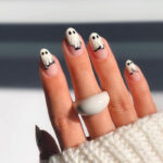 Halloween Nails 2022 - ghost french tips