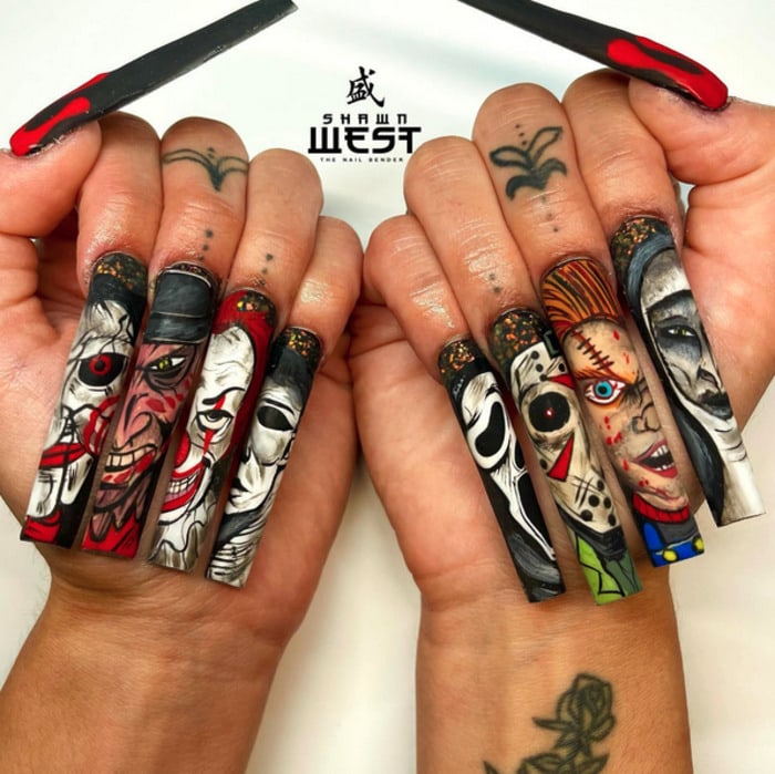 Halloween Nails 2022 - horror villain nails