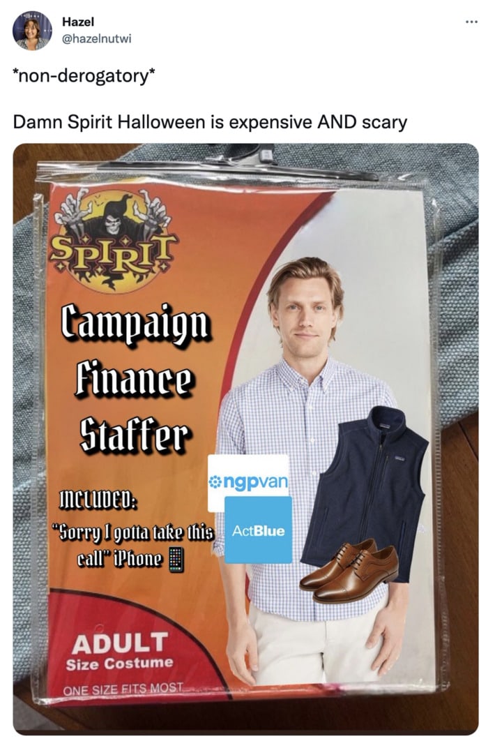 Spirit Halloween Costume Memes - Campaign Finance Staffer