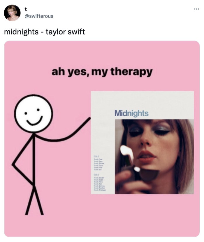 Taylor Swift Midnights Memes Tweets - therapy