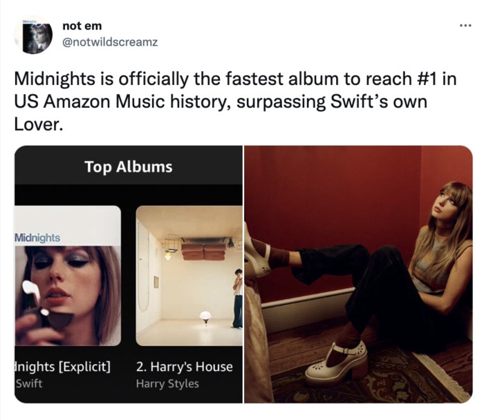 Taylor Swift Midnights Memes Tweets - fastest album to reach #1