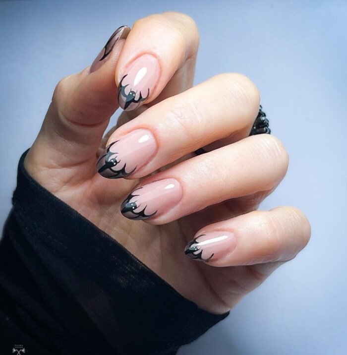 Bat Nail Art Ideas - Bat French Tips