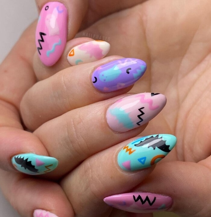Bat Nail Art Ideas - 90s Bat Nails