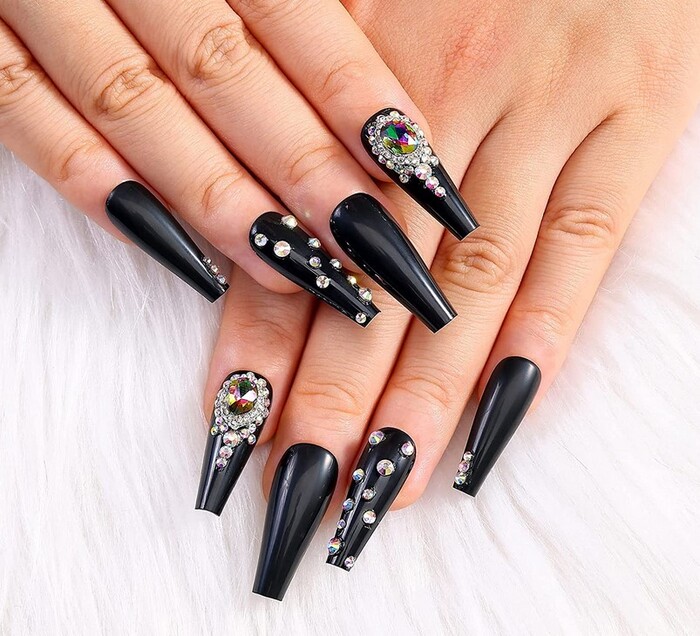 Coffin Nails - Rhinestone Coffin Press-Ons