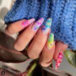 Coffin Nails - Rainbow Floral Coffin Nails