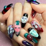 Nightmare Before Christmas Nail Designs - Lock, Shock, and Barrel 3D Nail Art