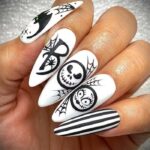 Nightmare Before Christmas Nail Designs - Black & White Nightmare Before Christmas Nails