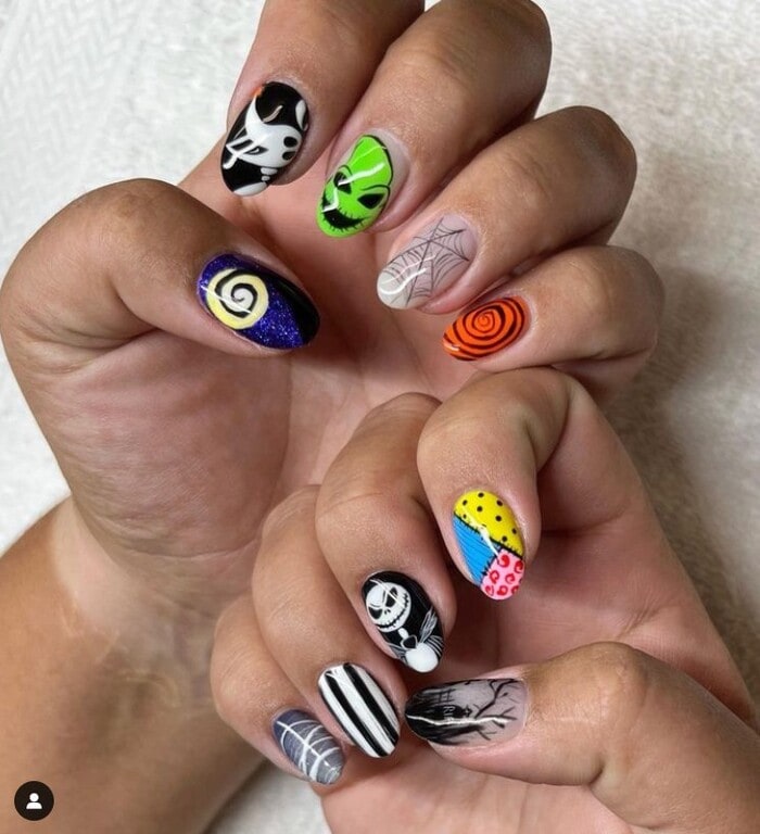 Nightmare Before Christmas Nail Designs - Short Nightmare Before Christmas Nails