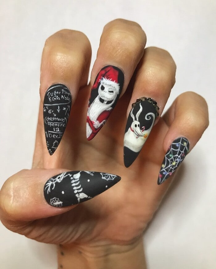 Nightmare Before Christmas Nail Designs - Christmas Jack Nail Art