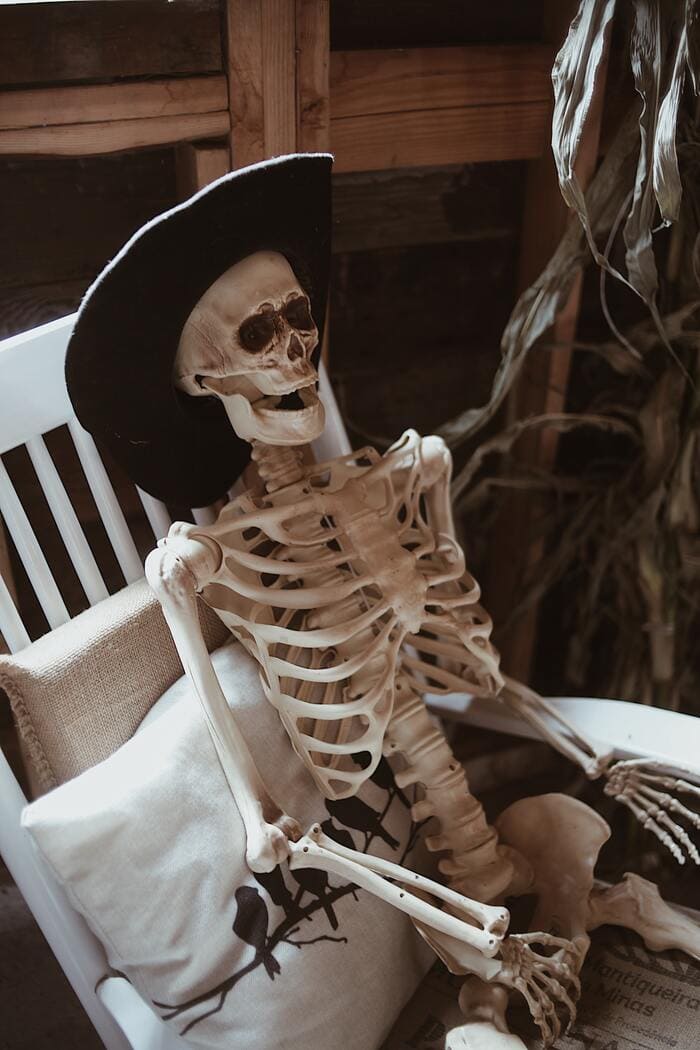 Skeleton Jokes - skeleton resting on a chair