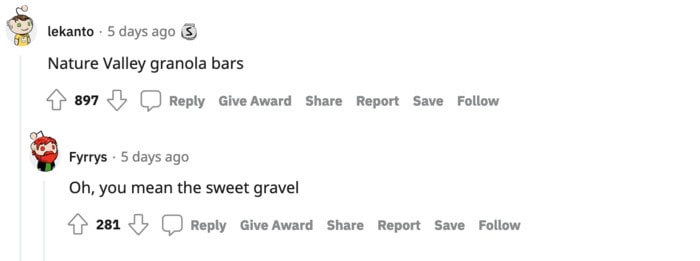 Unacceptable In Bed Reddit - Nature Valley Granola Bars