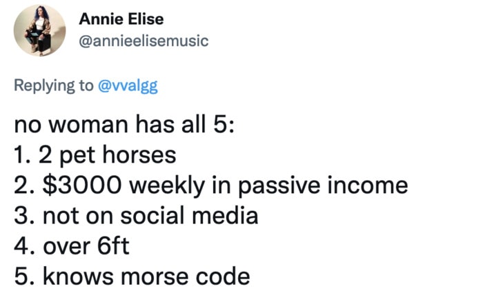 No Woman Has All Five Memes Tweets - morse code