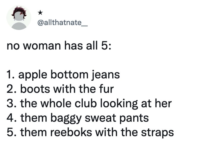 No Woman Has All Five Memes Tweets - boots with the fur