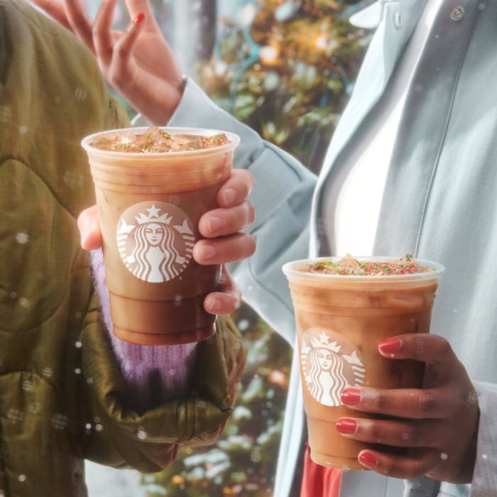 Starbucks Holiday Drinks - Iced Sugar Cookie Almond Milk Latte