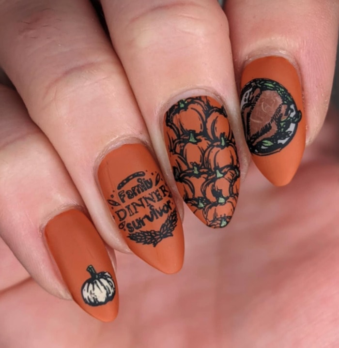 Thanksgiving Nail Art - Family Dinner Survivor