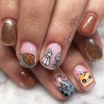Thanksgiving nail art - cute cat