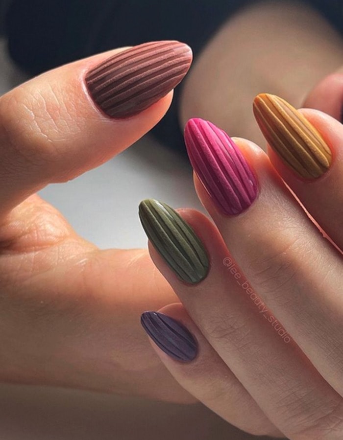 Thanksgiving nail art - corduroy nails