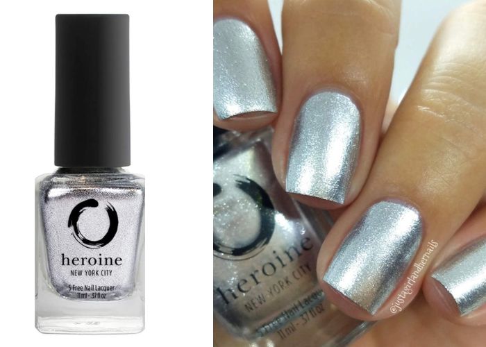 Christmas Nail Colors - Silver Metallic Color (Heroine.NYC Nail Lacquer in Silver Linings)
