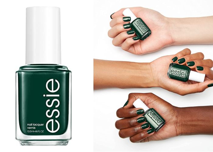 Christmas Nail Colors - Winter Dark Green (Essie Nail Polish Glossy Finish in 33 Off Tropic)