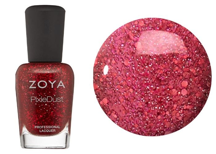 Christmas Nail Colors - Deep Red Glitter Nail Color (ZOYA Pixie Dust Nail Polish in Oswin Ultra)