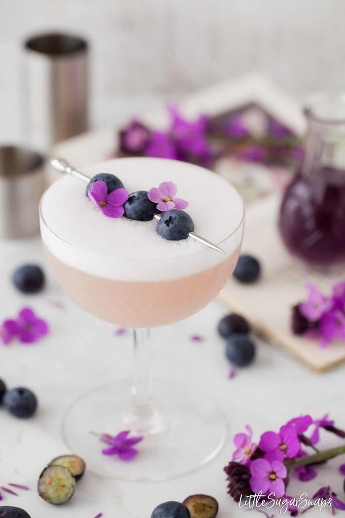 Crème de Violette Cocktails - Twisted Violet Blueberry Gin Sour