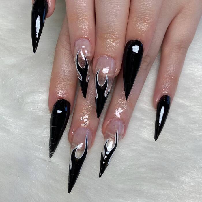 Dark Winter Nails - Fire Nails